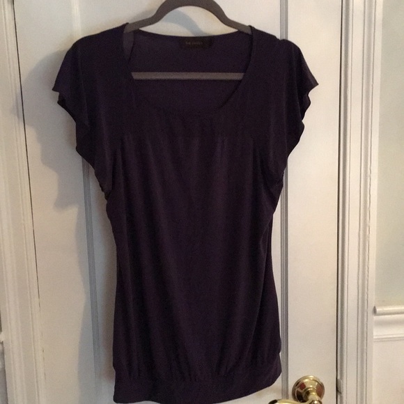 The Limited Tops - EUC purple polyester spandex top with sheer neck